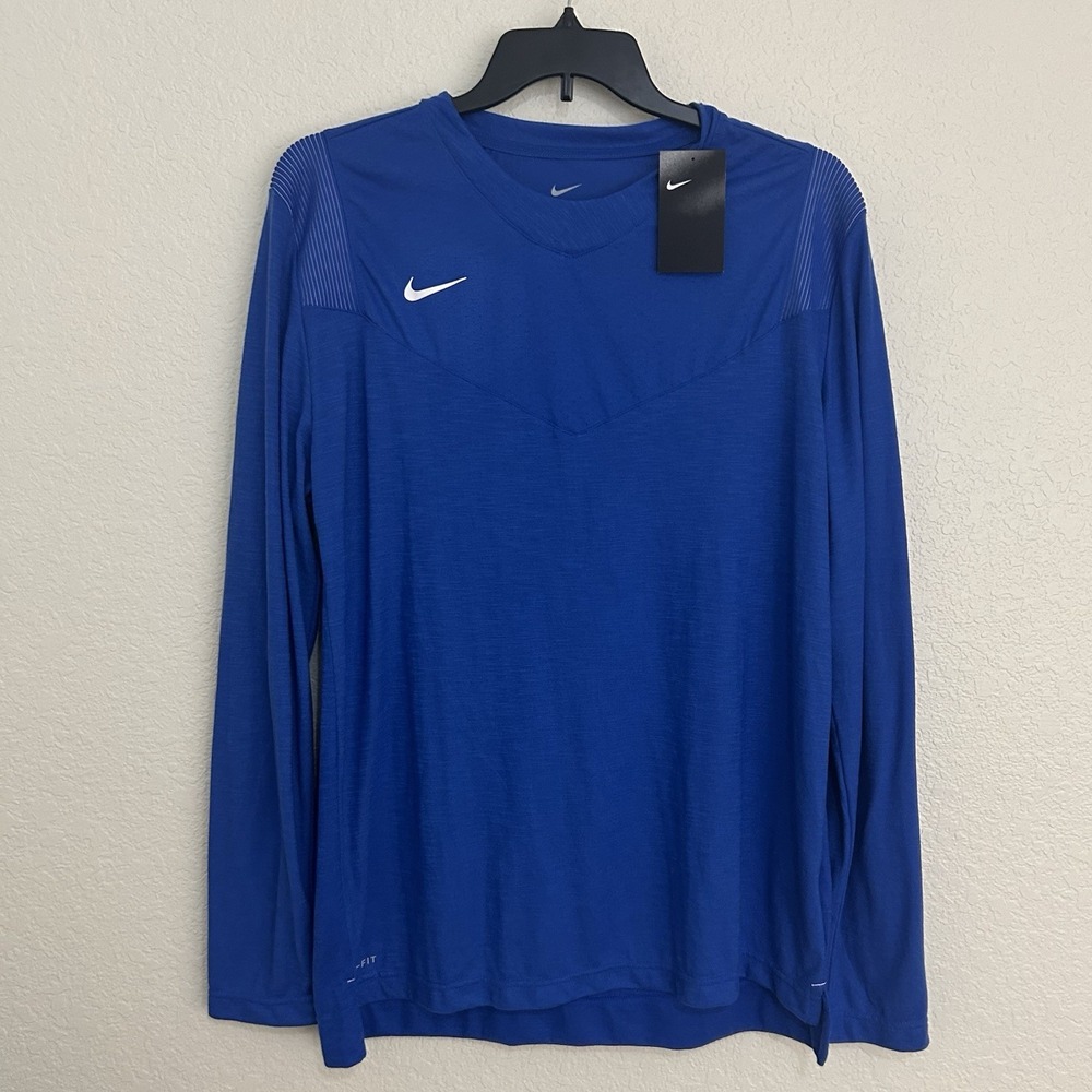 Nike Men's Blue Long Sleeve Dri-Fit Team Player Crew Neck Tee T Shirt NEW XL